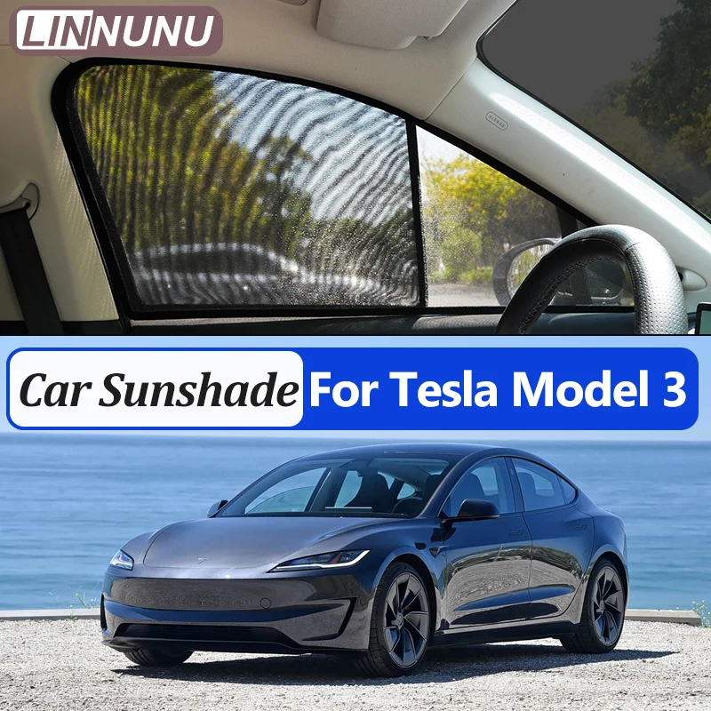 

Магнитная солнцезащитная шторка LINNUNU для Tesla Model 3, сетчатая шторка на окно, защита от УФ-излучения, аксессуары для защиты от солнца и обеспечения приватности в летний период