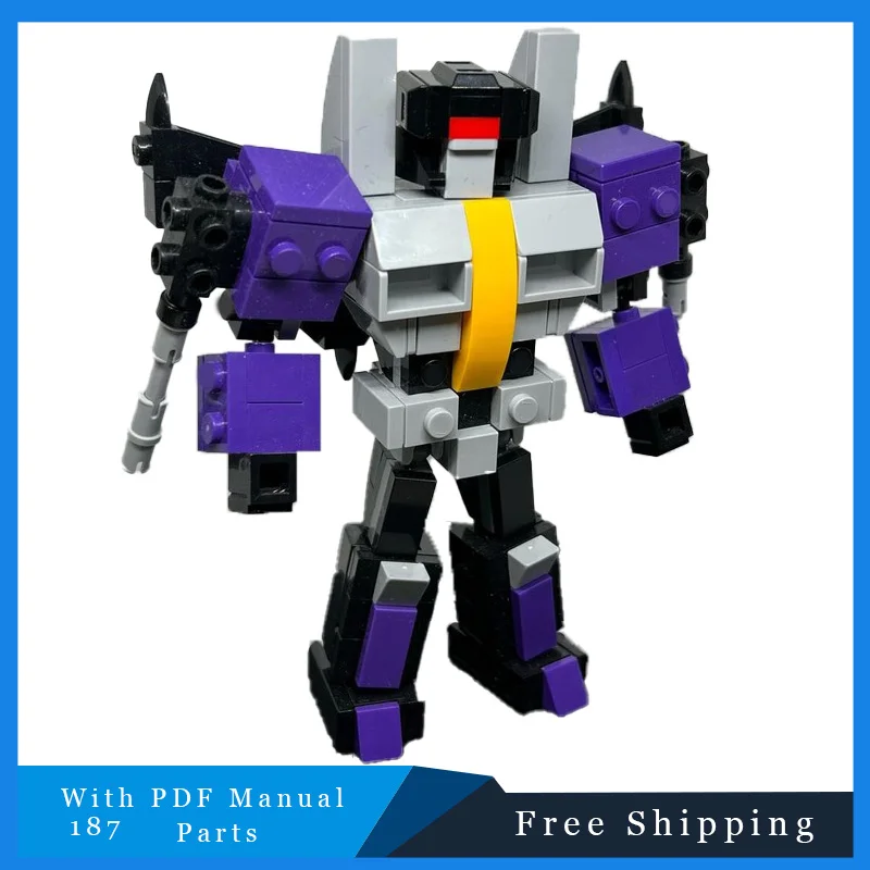 187 أجزاء أرجوانية رائعة قابلة للتحويل Mecha وحدات اللبنات نموذج للبالغين تجميع عرض اللعب مهرجان مفاجأة الهدايا