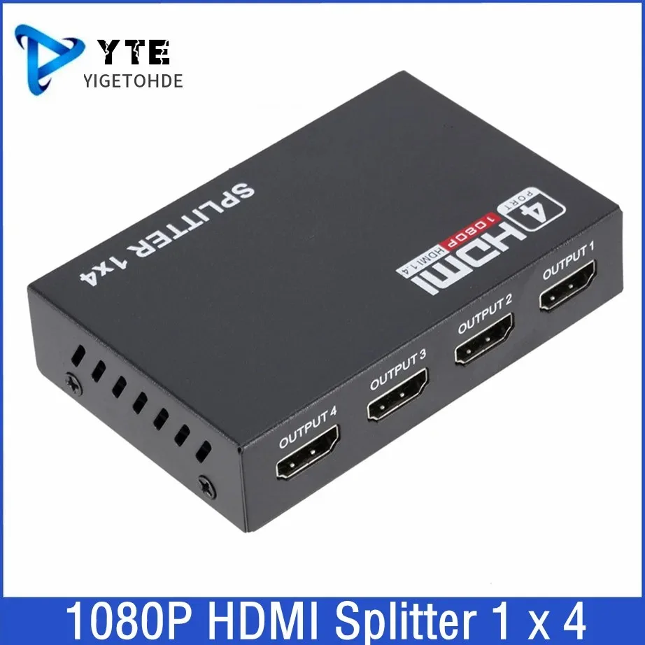 YIGETOHDE 1 In 4 Out HDMI-compatible Splitter 1080P 1X4 HDMI-compatible Signal Amplifier Multiple Display For HDTV DVD PS3 Xbox