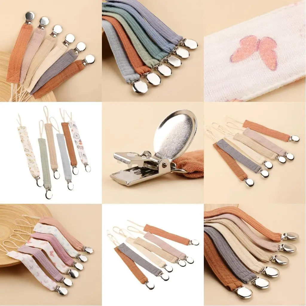 

6Pcs Cotton Teether Pacifier Strap Baby Dummy Clip Soother Strap Teether Holder L8RB