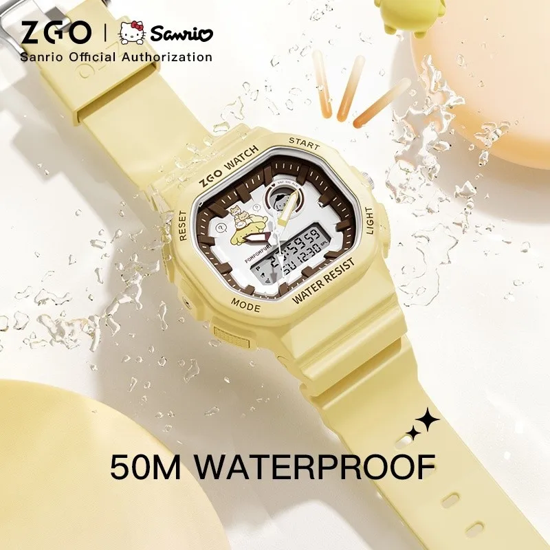 ZGO X サンリオ ポムポムプリン キッズウォッチ 男の子用、防水、ナイトライト付き、スポーツデジタルクロノグラフウォッチ 810