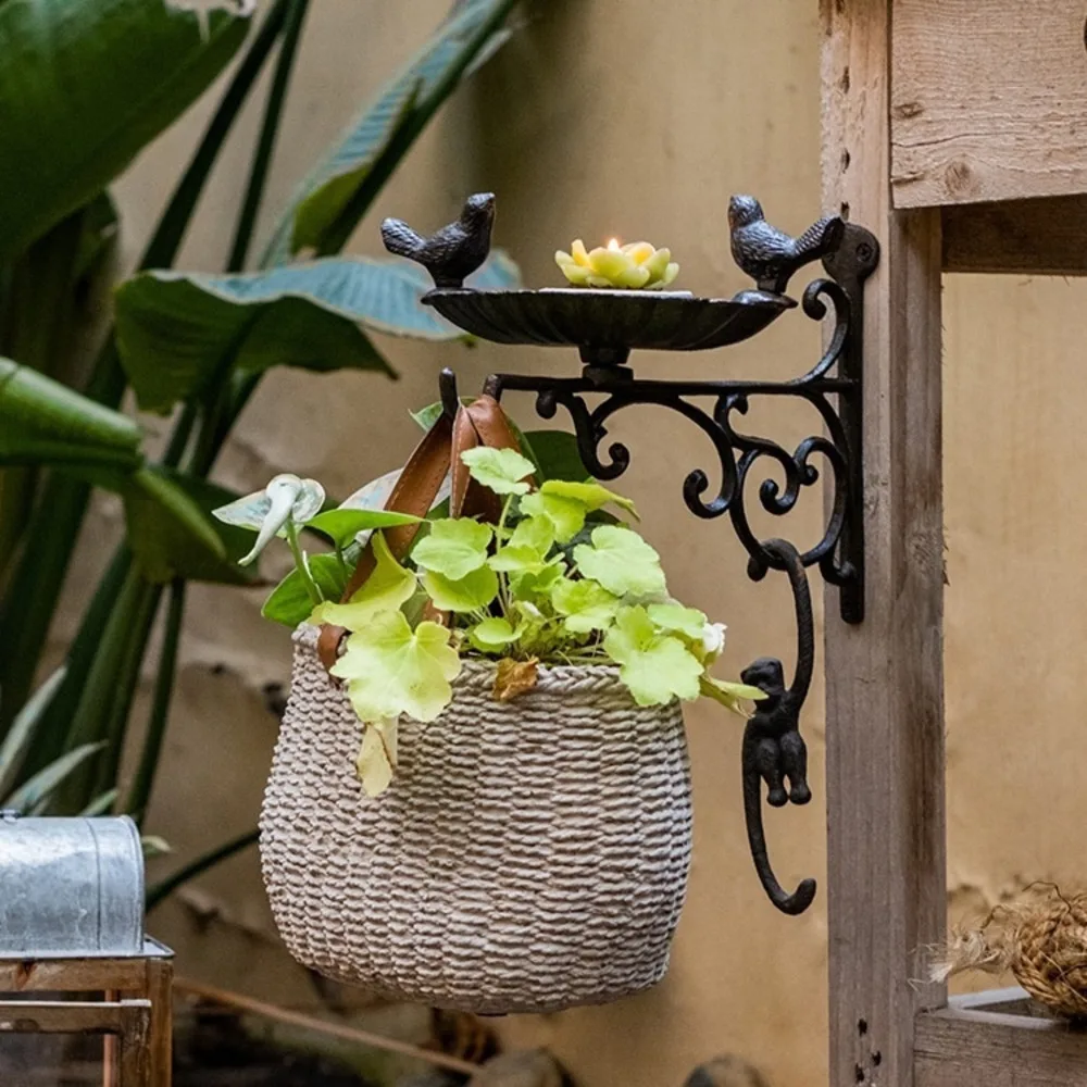 European cast iron crafts iron hook bird courtyard garden hanging blue hook bird food basin decorative hook