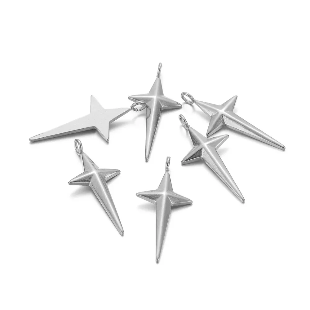 5Pcs Stainless Steel Gold Color Long Star Charms Pendant for DIY Pendants Necklace Jewelry Making Wholesale