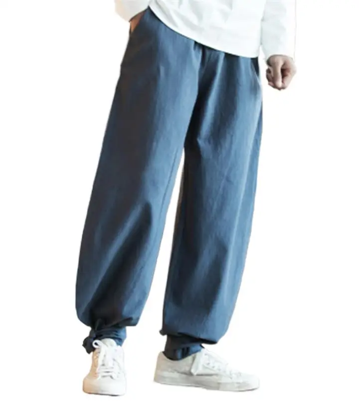 

Men's Plus size Casual Pants brand Cotton Linen Trousers Elastic Waist wide leg Joggers Pants large size M- 6XL 7XL pants