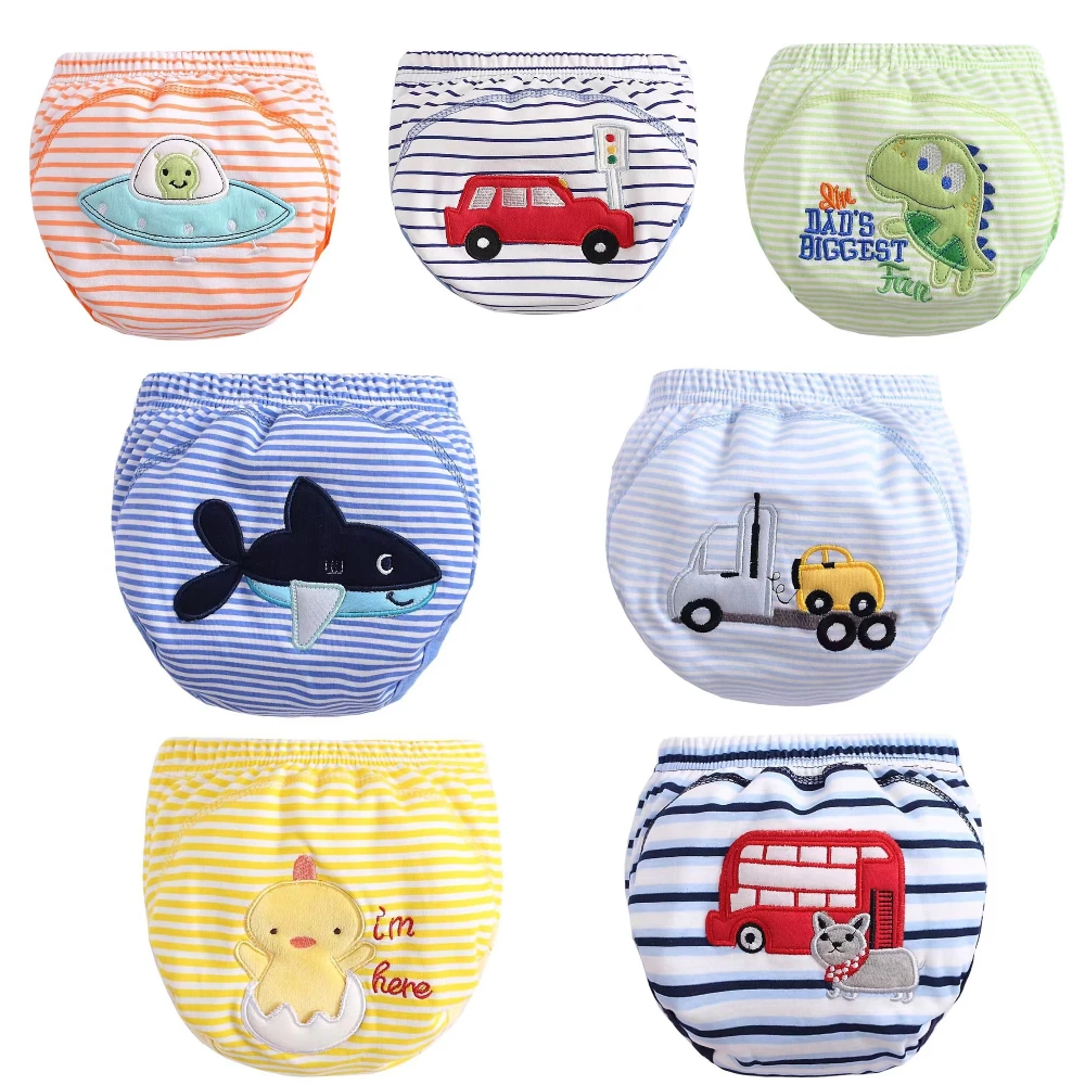 

Baby Cotton Training Pants, Cute Underwear, Diaper Pants, Reusable Cloth Diapers, Infant Washable Underwear, Random Colour 3pcs