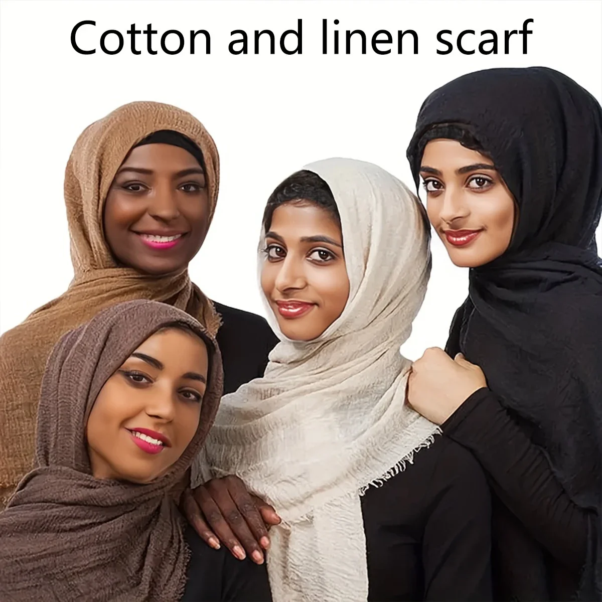 Women Cotton Linen Scarf Shawl Hijab Muslim Long Headscarf Scarves Head Wraps Solid Scarves Female Plain Head Scarf