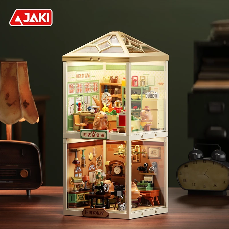 كابيبارا سوبر تاون سلسلة اللبنات الرجعية نموذج الحلي الطوب سطح المكتب الحلي الاطفال التعليمية لتقوم بها بنفسك لعبة هدايا العيد