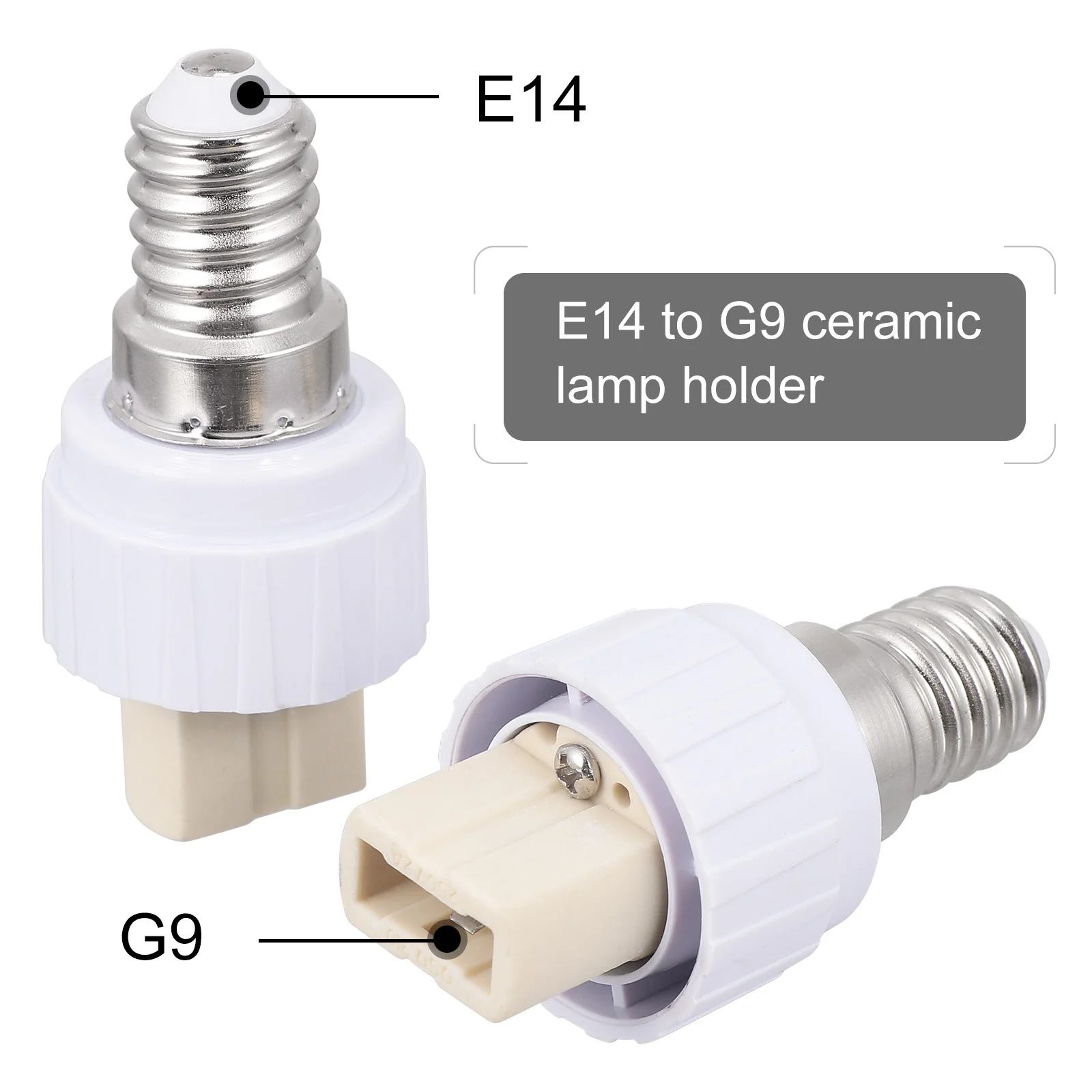 Base portalampada da 4 pezzi da E14 a G9, convertitore di luce, lampadina, adattatore LED, base in plastica