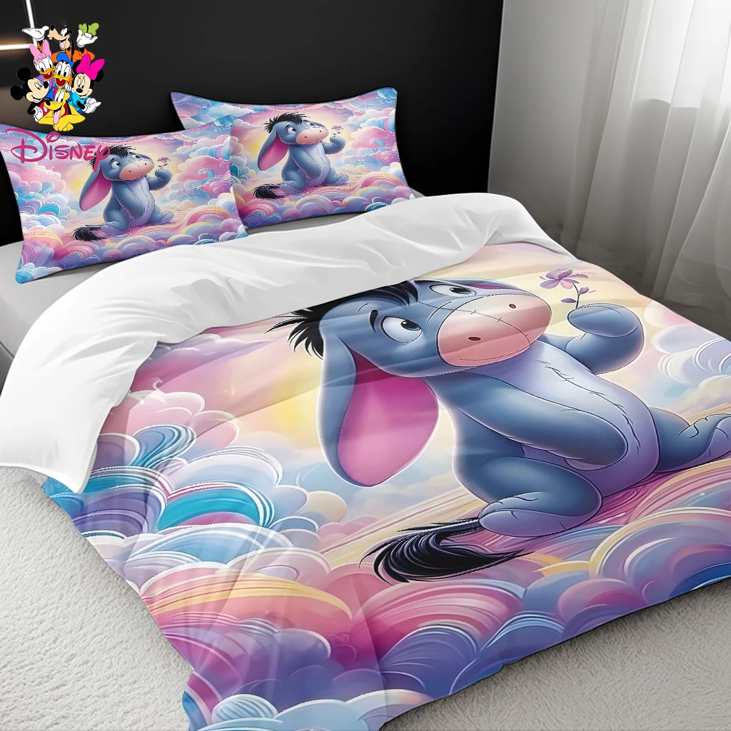 2/3-częściowy zestaw poszewek na kołdrę Disney Eeyore bez wypełnienia, modny i wygodny, idealny do sypialni rodzinnych i pokoi gościch