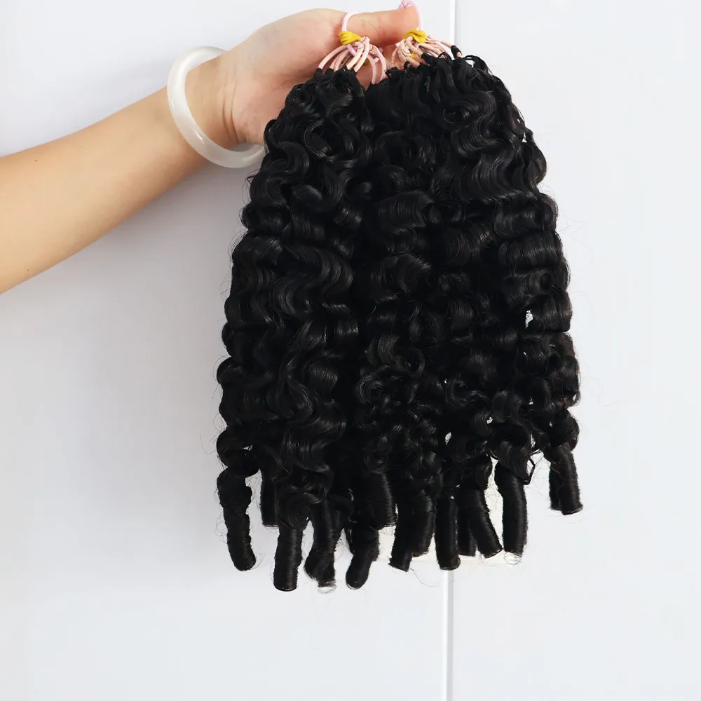 Bouncy Curly Human Hair Bundles 100% Virgin Remy Hair Weave Extensions For Black Women view 5