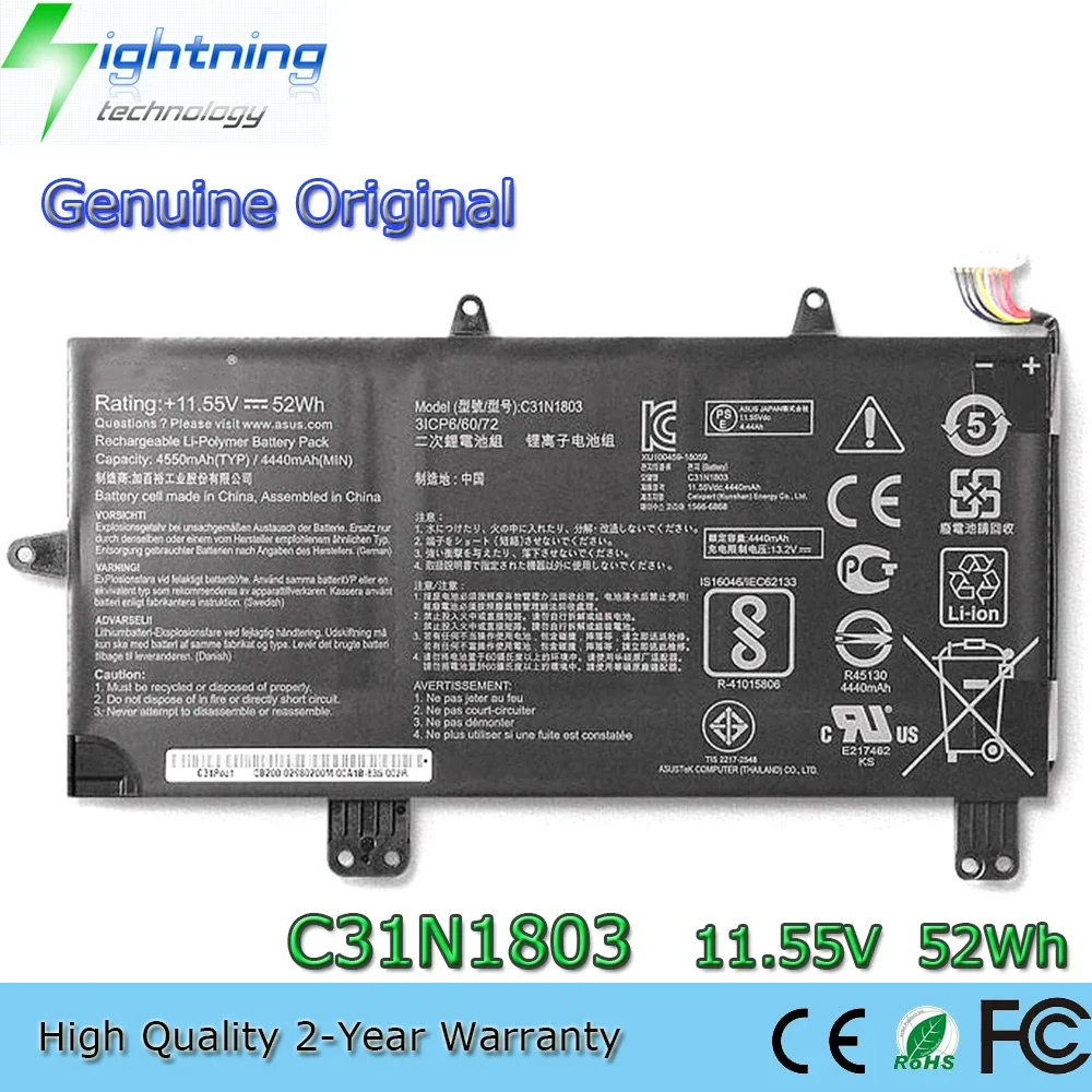 

New Genuine Original C31N1803 11.55V 52Wh Laptop Battery for Asus ZenBook Pro 14 UX480 UX480FD UX450FD 3ICP6/60/72 etc.