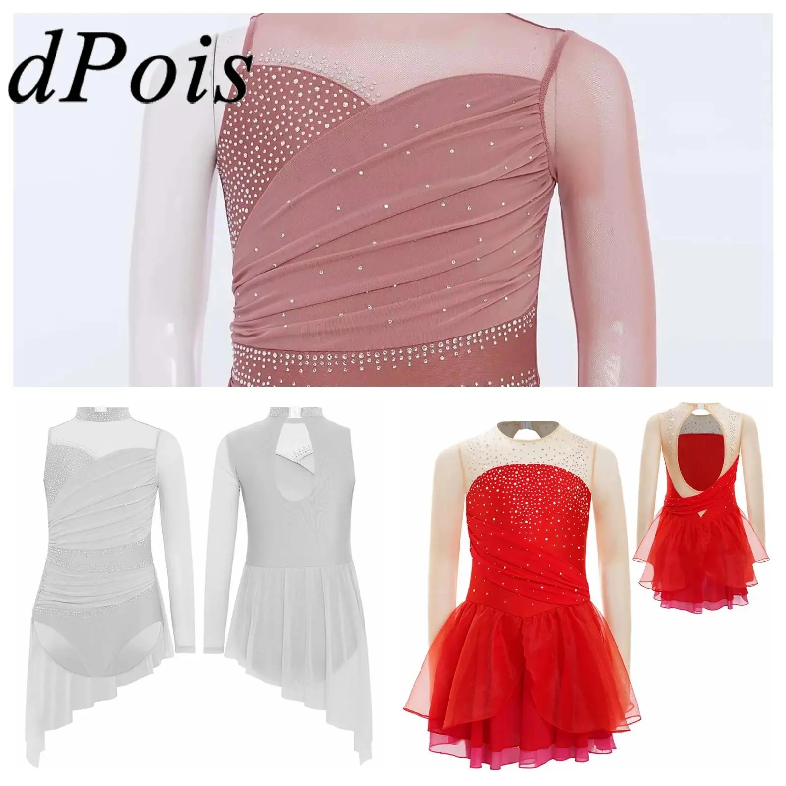 Ballet Dress Kid Girls Figure Skating Leotard Mesh Lyrical Dance Costume Children's School Show Stage Performance Dancewear