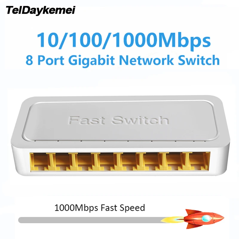 

Гигабитный 8-портовый сетевой коммутатор 10/100/1000 Мбит/с Ethernet Smart Switcher Высокопроизводительный концентратор RJ45 Интернет-сплиттер