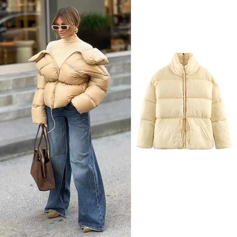 

Women Winter Jacket 2025 Winter New Fashion Solid Color Long Sleeve Zipper Parka Coat Women Elegant Warmth Leisure Coats