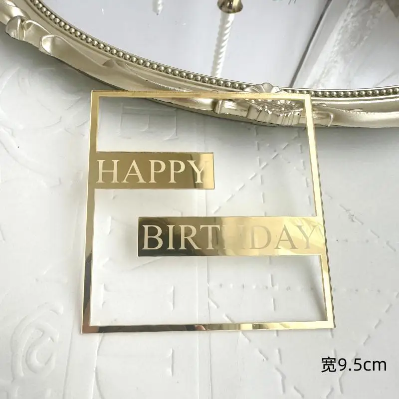 Flank Round Happy Birthday Cake Toppers Rose Gold Top Grade Acrylic Kids Birthday Party Cake Topper Baby Shower Gift Decoration