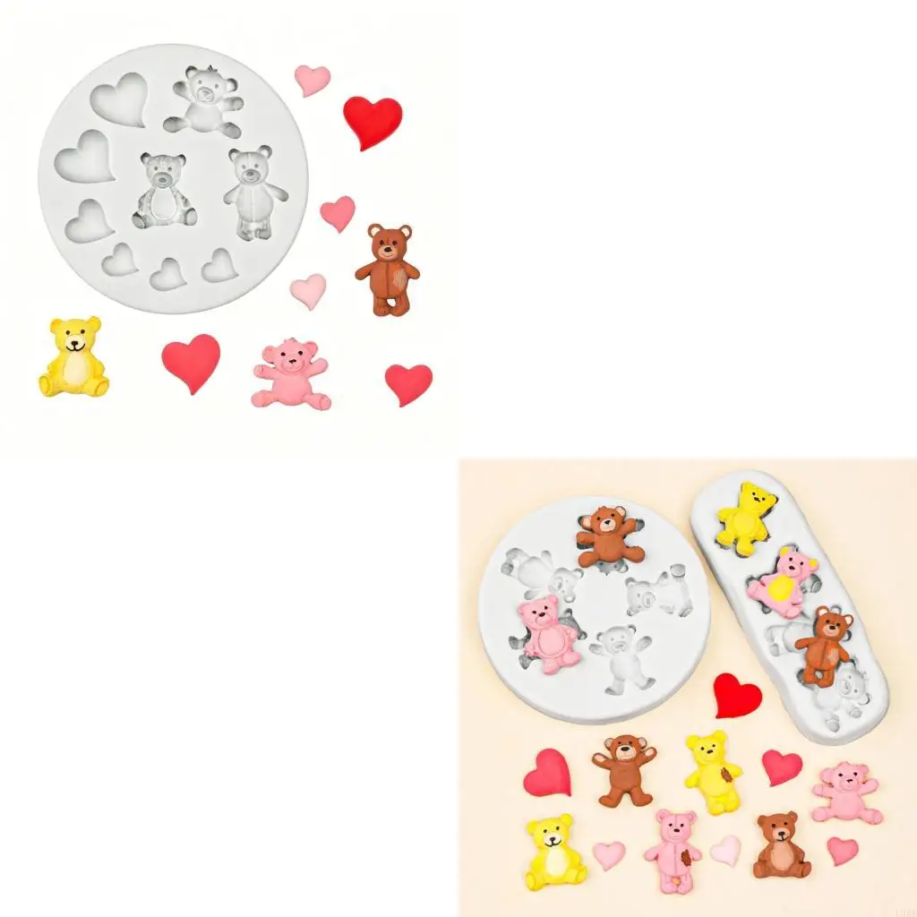 L9BE 3Pieces Bear Silicone Molds Baking Moulds Cookie Making Molds for Chocolate Ice and Dessert Making in Kitchen