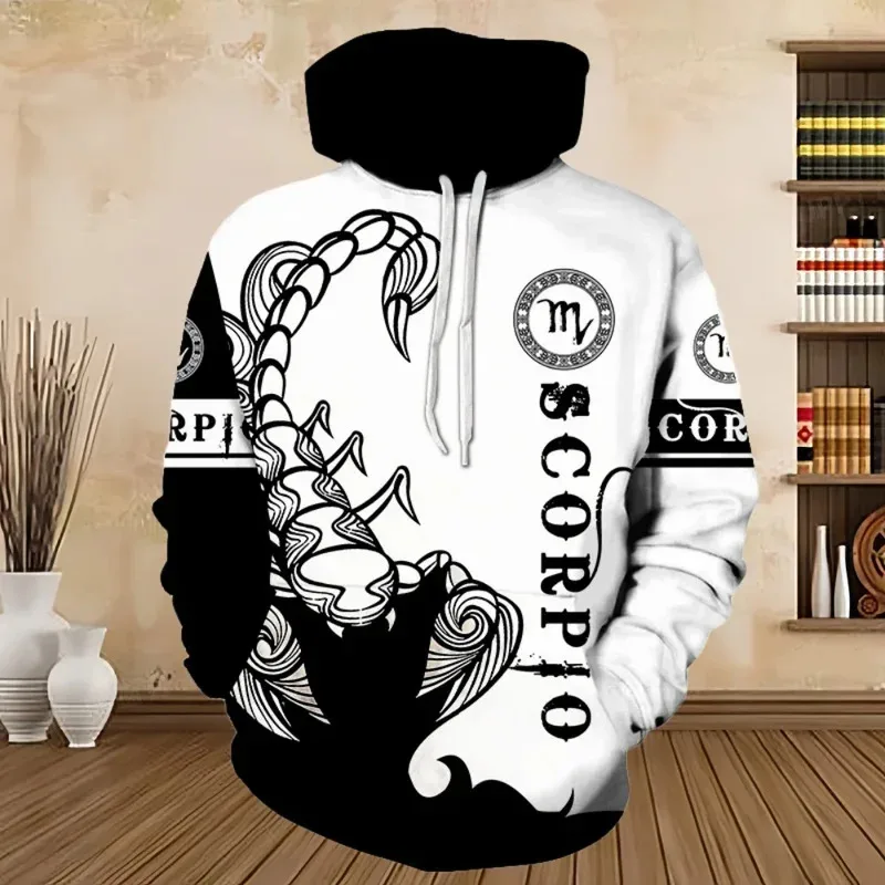 العقرب ثلاثية الأبعاد طباعة الرجال البلوز الجرافيك هوديي مع جيب الكنغر مريح فضفاض عصري الخريف قناع السترة ملابس رجالي #4