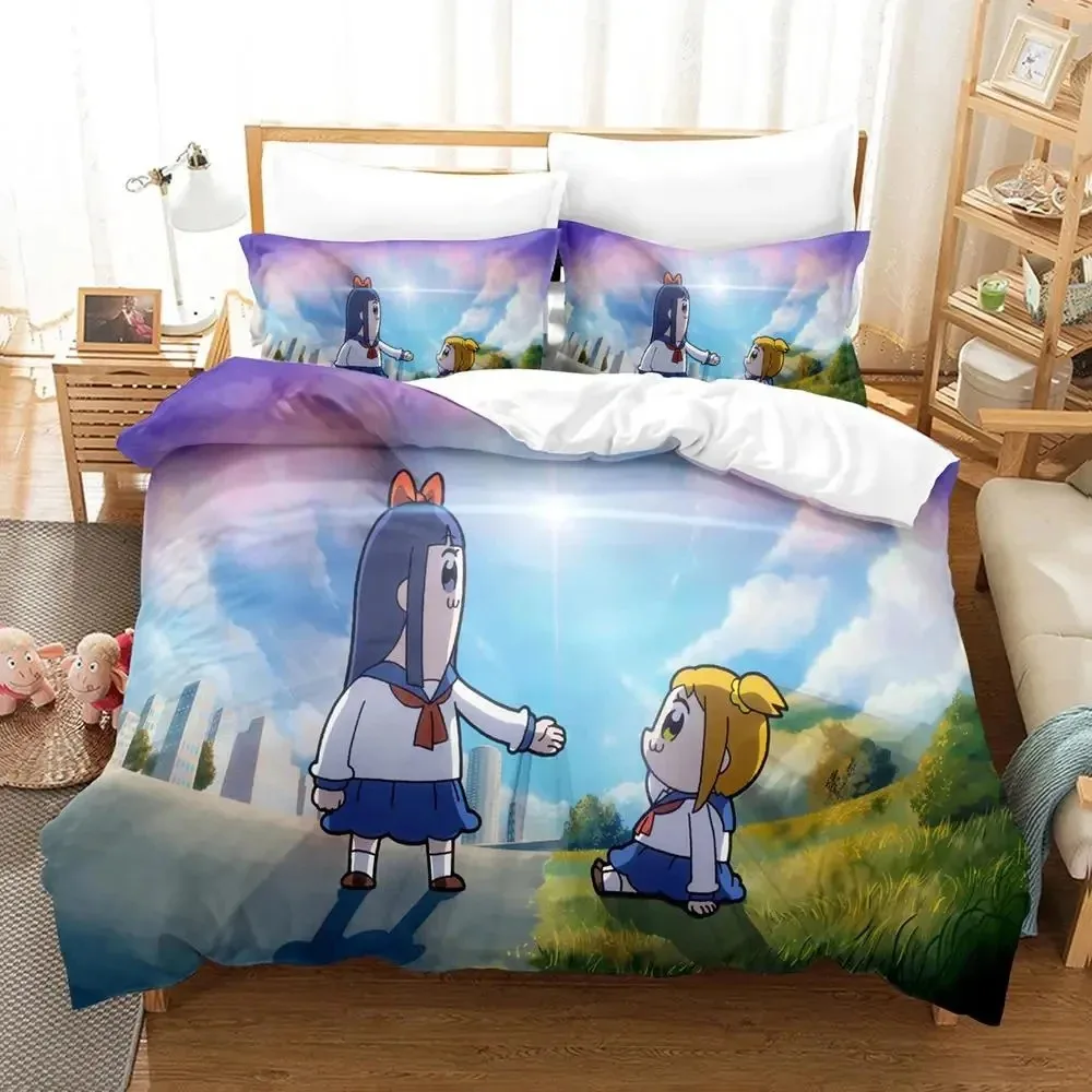 Аниме Pop Team Epic Poputepipikku Комплект постельного белья для мальчиков и девочек Twin Queen Size пододеяльник наволочка кровать для детей и взрослых