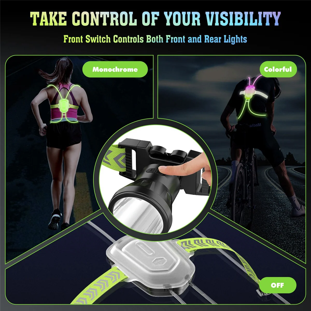 

Night Outdoor Sport LED Vest 360° Reflective High Visibility Flash Safety LED Fiber Optic Night Running Riding Colorful