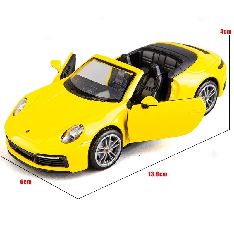 1:32 Porsche 911 Carrera Alloy Cast Toy Car Model Sound and Light Pull Back Children\'s Toy Collectibles Birthday gift