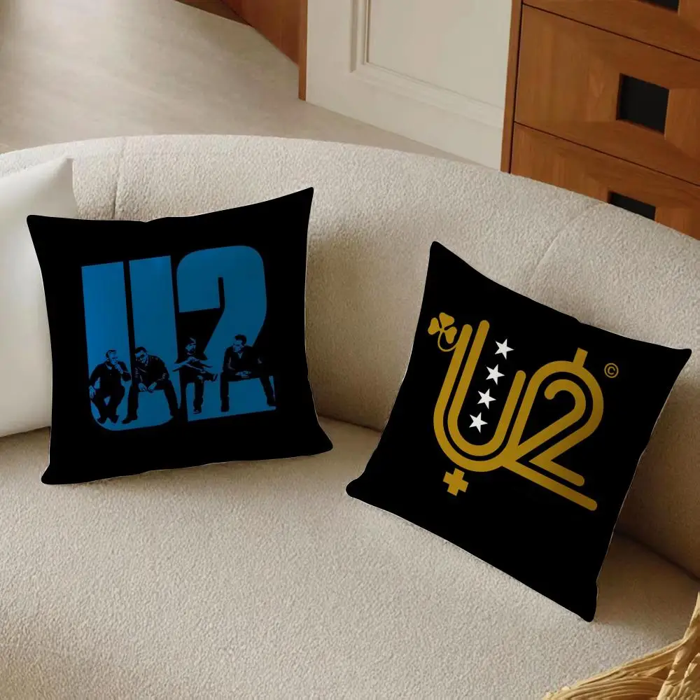Rock Band U-U2 Cushion Cover Daily Washable Linen Pillowcase Soft  for Sofa Bed Home Room Decor