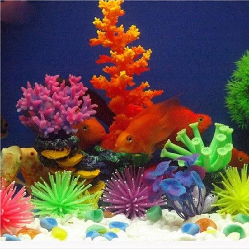 Luminous Simulation Sea Anemone Sea Urchin Silicone Color Coral Plant Aquarium Fish Tank Landscaping Decoration Home Ornaments