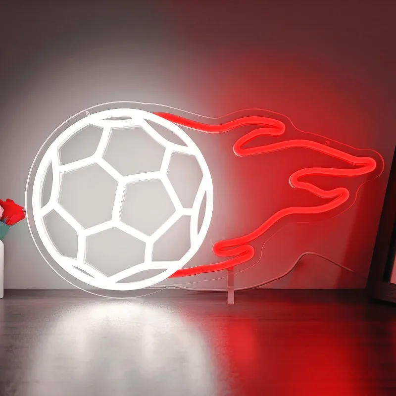 

Soccer On Fire Neon wall decor Dimmable LED signs Bedroom glow signs Birthday parties Home College Store decor Club Kids Gifts