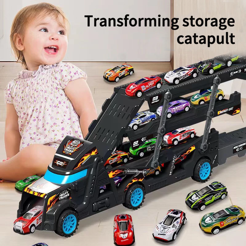 Kid Large Truck Deformation Transporter Car Toys Boys Models Educational Folding Track Racing Engineering Vehicle Girls Gift