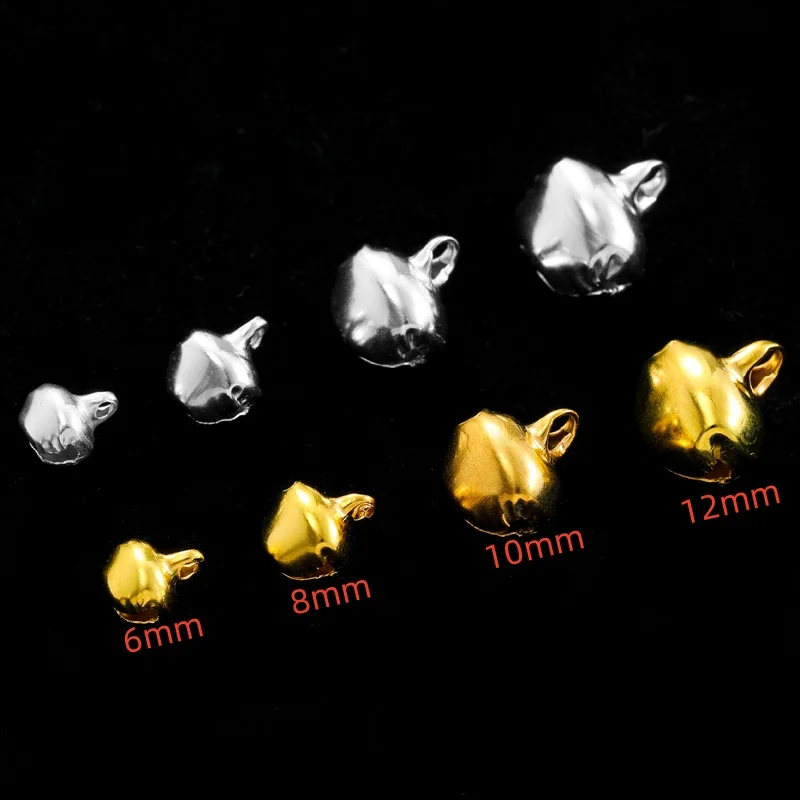 50pcs 6/8/10/12mm Bell Pendant 2 Color Keyring Charms For DIY Jewlery Making Bracelet Necklace Pendant Accessories W260