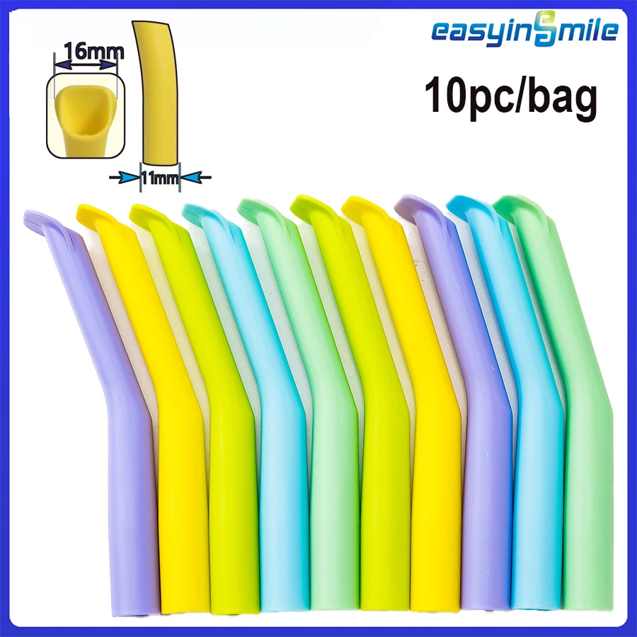 Easyinsmile 10Pcs Dental Autoclavable Strong Suction Tips Evacuation Tips Aspirator Saliva Tube Dental Material