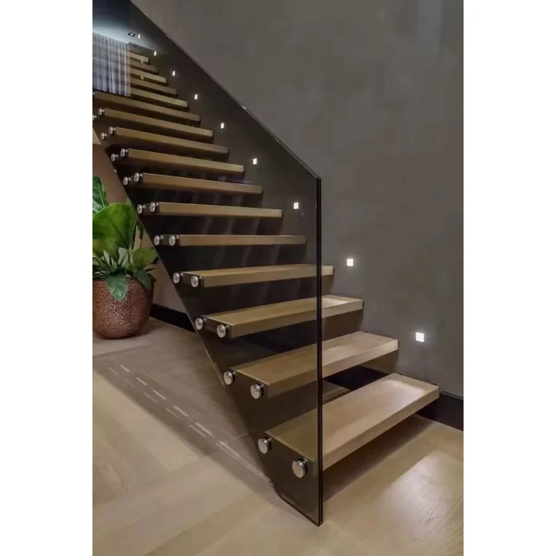 custom.Cheaper Factory Price Modern House Stairs Design Floating Wooden Staircase