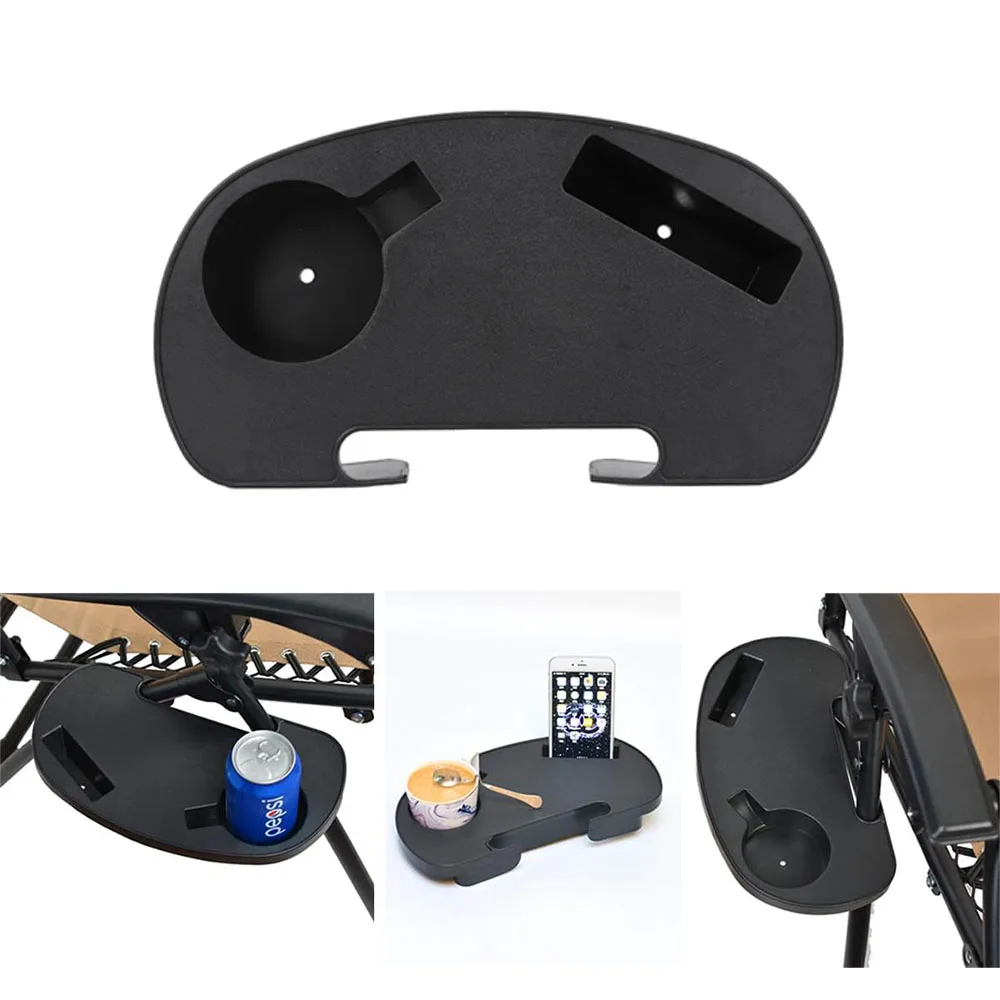 1 Plastic Universal Chair Cup Holder Snack Tray for Leisure Chair Garden Recliner Sun Lounger Clip Side Table（Excluding Chairs）