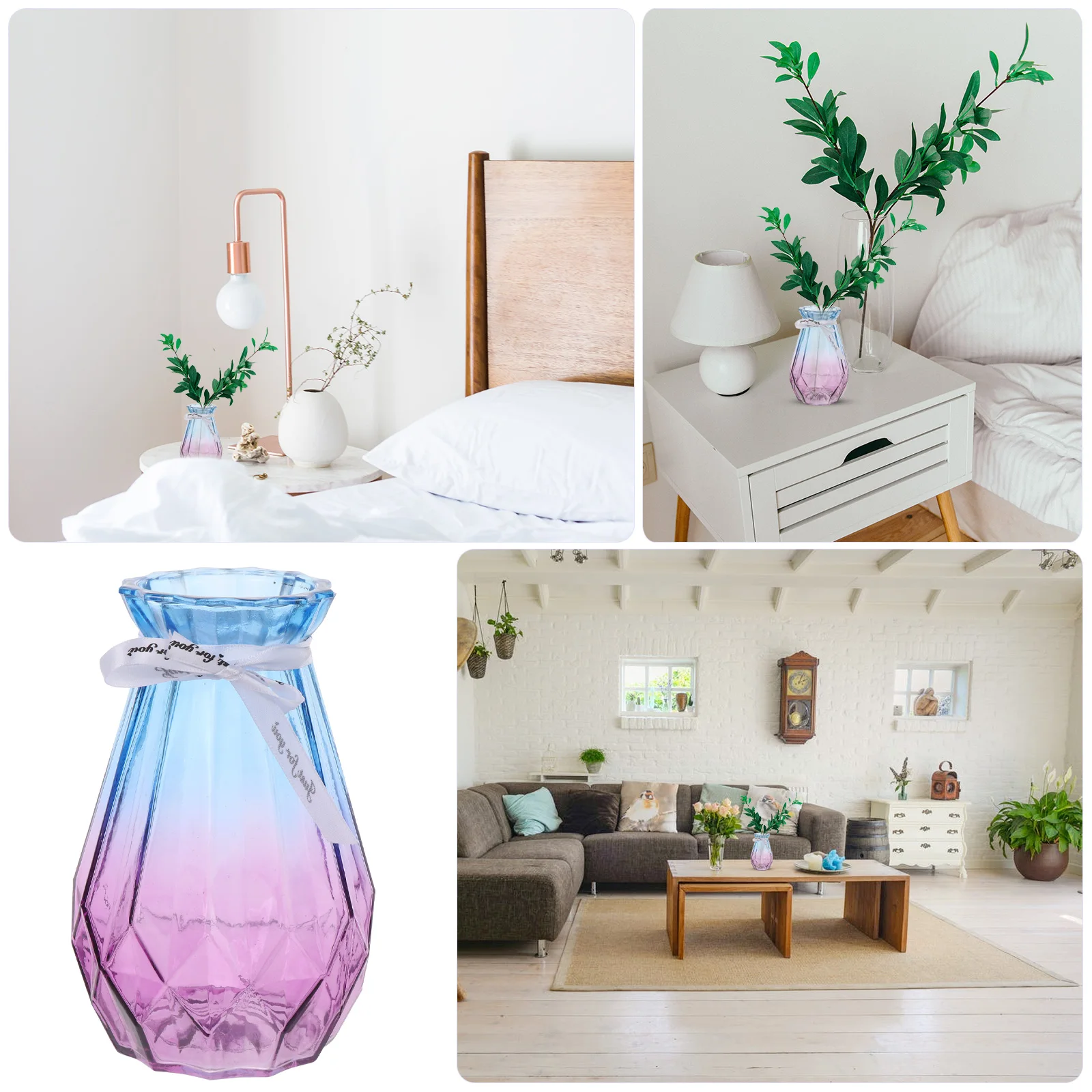 

Simple Style Gradient Vase Long Term Use Home Office Balcony Decoration Flower Arrangement Hydroponic