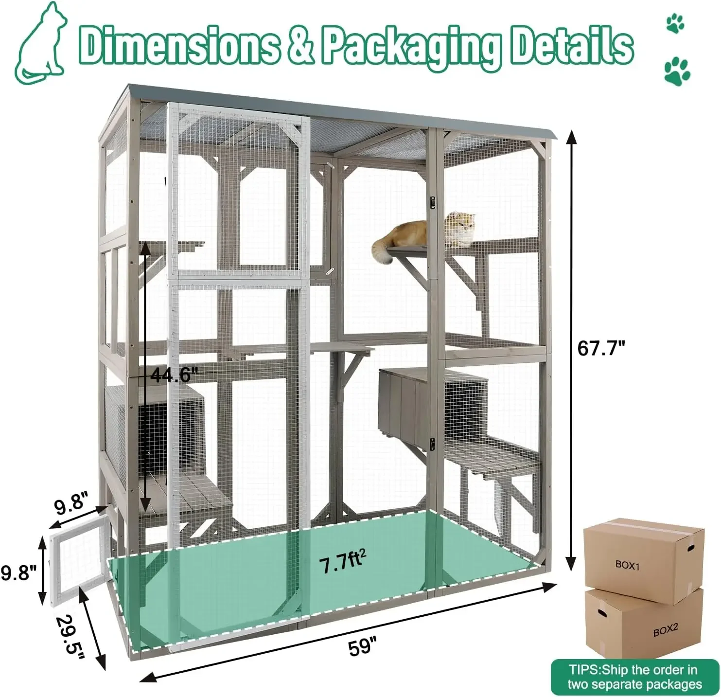 [¡Stock limitado! ]Cabinetes para gatos al aire libre, casa grande de madera para gatos, patio para gatos de interior, refugio para gatos ferales con 2 puertas espaciales