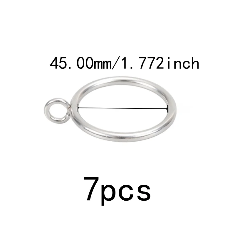 7 pcs 45mm Curtain Rings with Holes, Living Room Window Curtain, Silver Iron Material, Easy Install Simple Hang