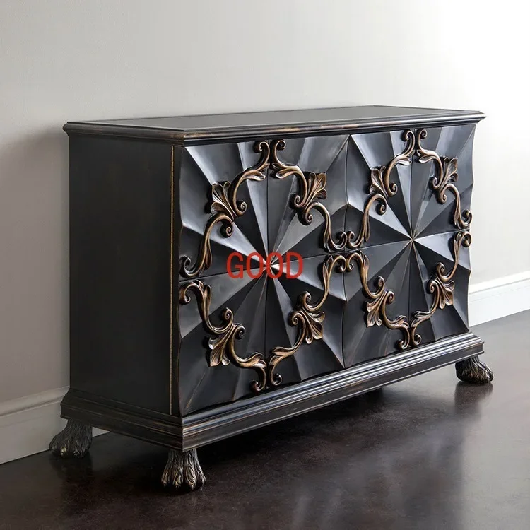 American Retro Solid Wood Sideboard Wall-Mounted Entrance Cabinet Decoration