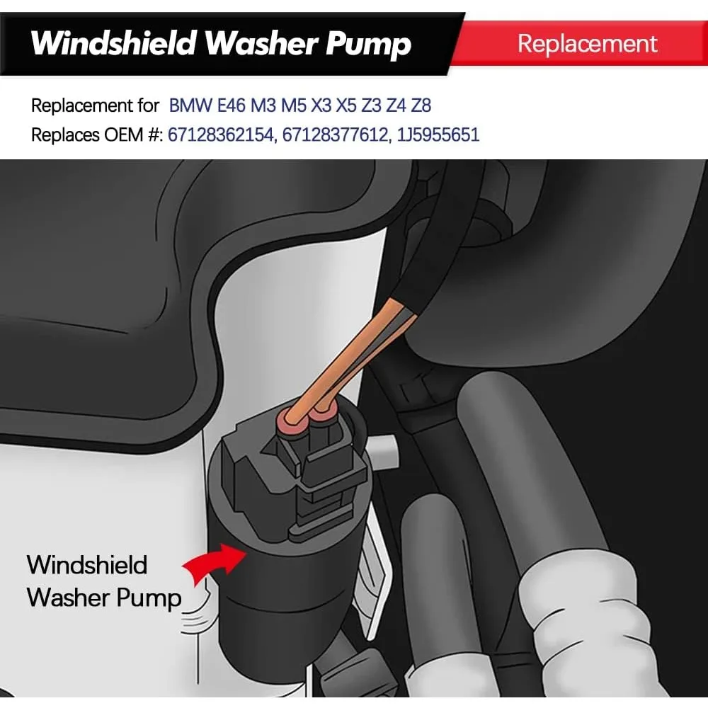 Front Windshield Washer Pump W/Grommet Replacement for BMW E46 M3 M5 X3/5 Z3 Z4 Z8 For Benz E250 E300 E320 E500 E550 67128362154 - view 5