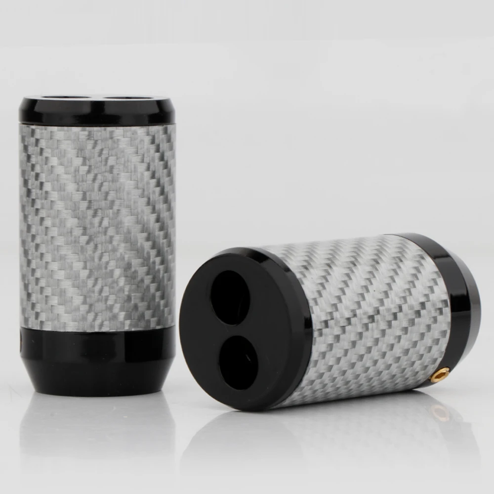 4PCS AL1608 Hifi White Carbon Fiber 1 to 2 Pants Boot Y Splitter Speaker Audio Cable Wire Pant