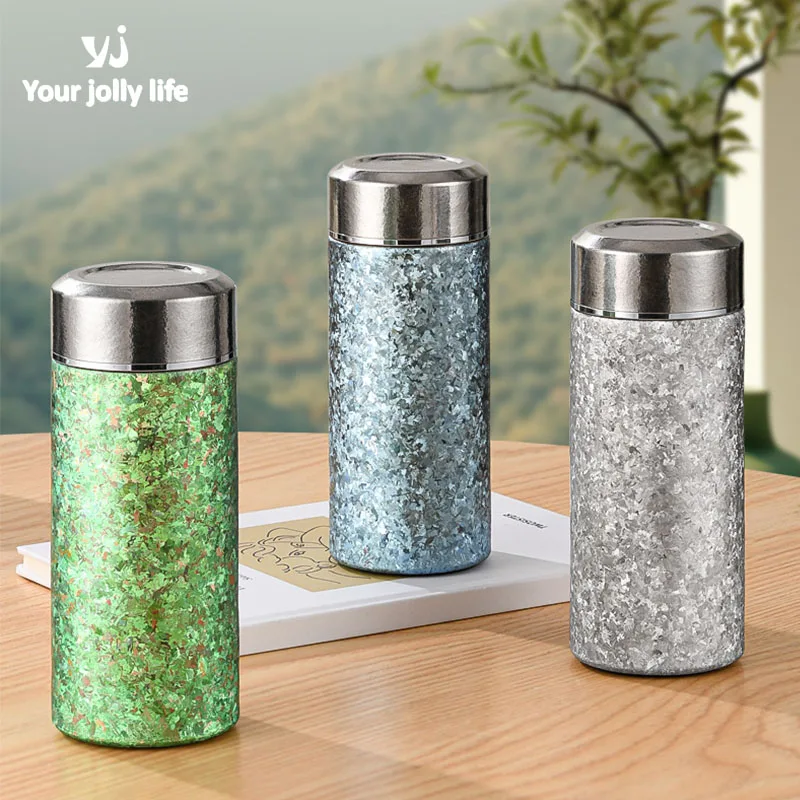 

200ml Mini Pure Titanium Thermos Cup With Tea Bin,Large Ice Crystal Vacuum Flasks,Portable Water Bottle For Children And Women