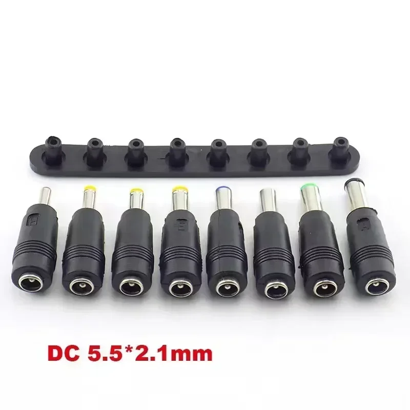 1Set DC Power Jack Female Plug 8-in-1 10-in-1 Adapter Connectors 5.5*2.1mm To 3.5/4.0/4.8/5.5/5.2/6.3/6.0 Male Tips Adaptor