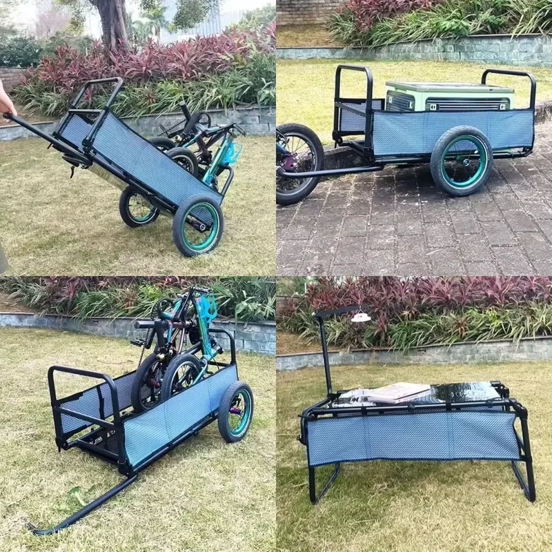 Folding Aluminum Alloy Bicycle Trailer for Outdoor Camping Multifunctional Portable Large Capacity Bike Trailer for Outdoor