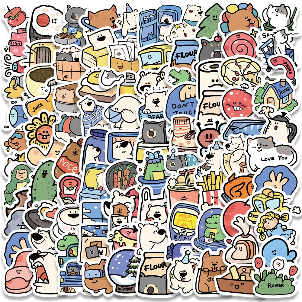 100pcs Cartoon Animal Stickers Cute Happy Decals For Kids Toy Laptop Notebook Motorcycle Scrapbook Guitar Phone Stickers