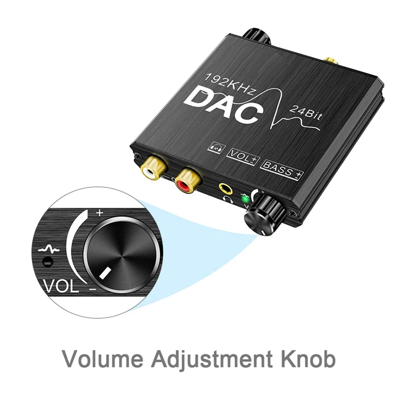 

B29C-6X 192Khz Digital To Analog Audio Converter With Bass Volume Adjustment,Digital SPDIF/Optical/Coaxial To Analog Stereo