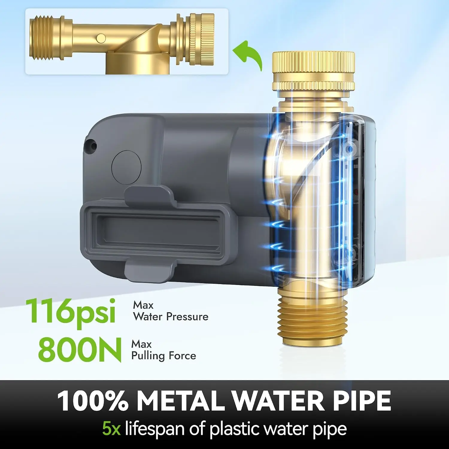 Sprinkler Timer, 100% Metal Pipe Water Timer for Garden Hose, Programmable Hose Controller for Watering, Sprinkler Controller wi