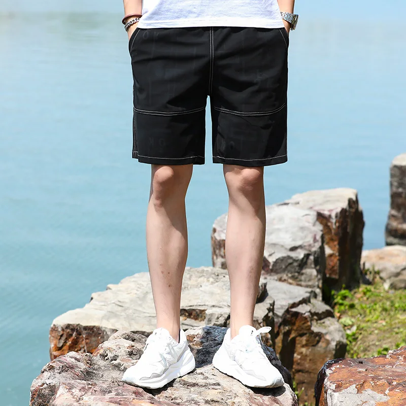 

Casual Summer Thin Brief Men's Beach orts Loose Faionable Five-Quarter Length Spor Cool Straight-Cut Nylon Elastic Fiber