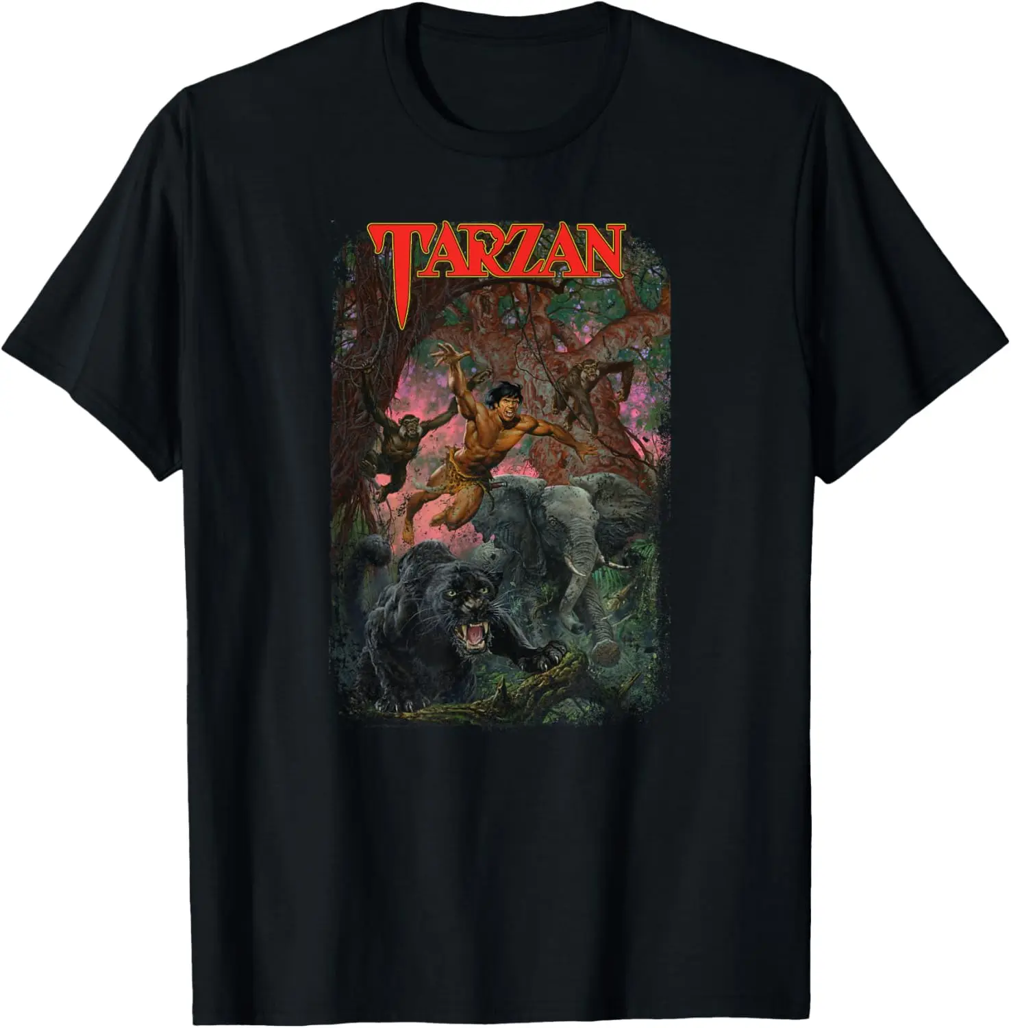 

Tarzan Leaping Animal Illustration T-Shirt