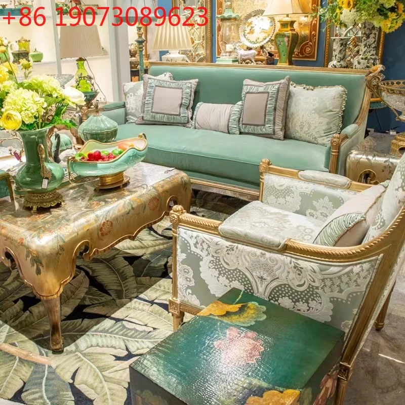 

French Light Luxury Solid Wood Carving Gold Old Double And Triple
