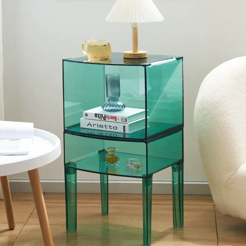 PC creative bedside table simple sofa side cabinet acrylic Internet celebrity transparent storage cabinet bath storage cabinet
