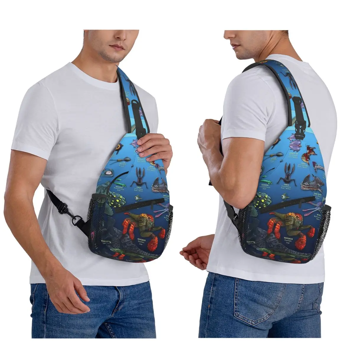Cartoon Popular Funny Subnautica Below Zero Chest Bag Men Sling Crossbody Backpack Chest Bag Traveling Daypack Shoulder Bag