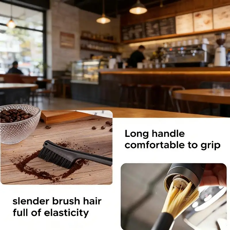 Coffee Machine Cleaning Brush, Dual Purpose Dusting Espresso Grinder Brush, Black, Polypropylene, PET Bristles〔HM4〕
